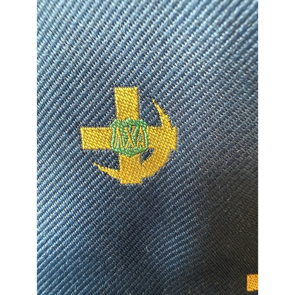 Vintage Wembley Lambda Chi Alpha Tie Greek Fraternity Navy Gold Green - Picture 2 of 3